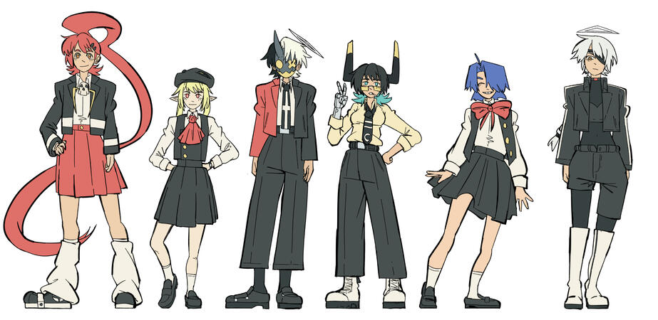 Characters from Left to Right: Triste, Cira, Nichi, Junko, ChuChu, Amica